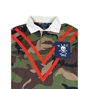 Polo Ralph Lauren Camo Rugby Shirt Skull Crossbones RLFC 1923 Orange Chevron L